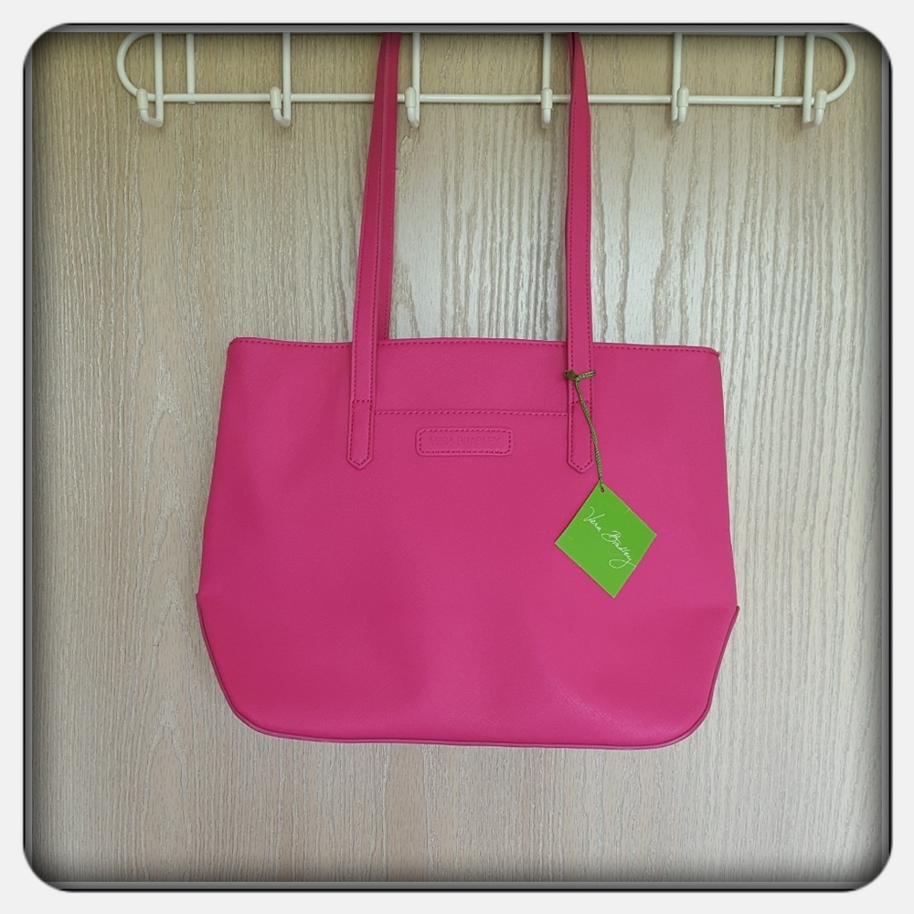 NWT Vera Bradley Fushsia Saffiano Satchel - Picture 1 of 7